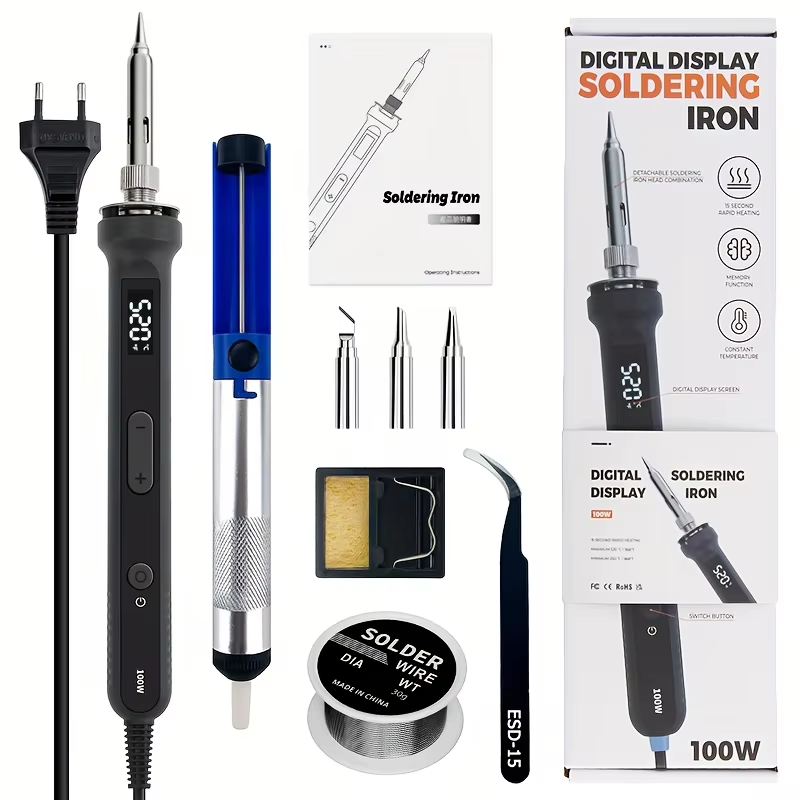 Electronics Repair Company - 100Wデジタルはんだごてキット、温度調整可能な電気溶接ツール、バイク修理および電子回路修理用